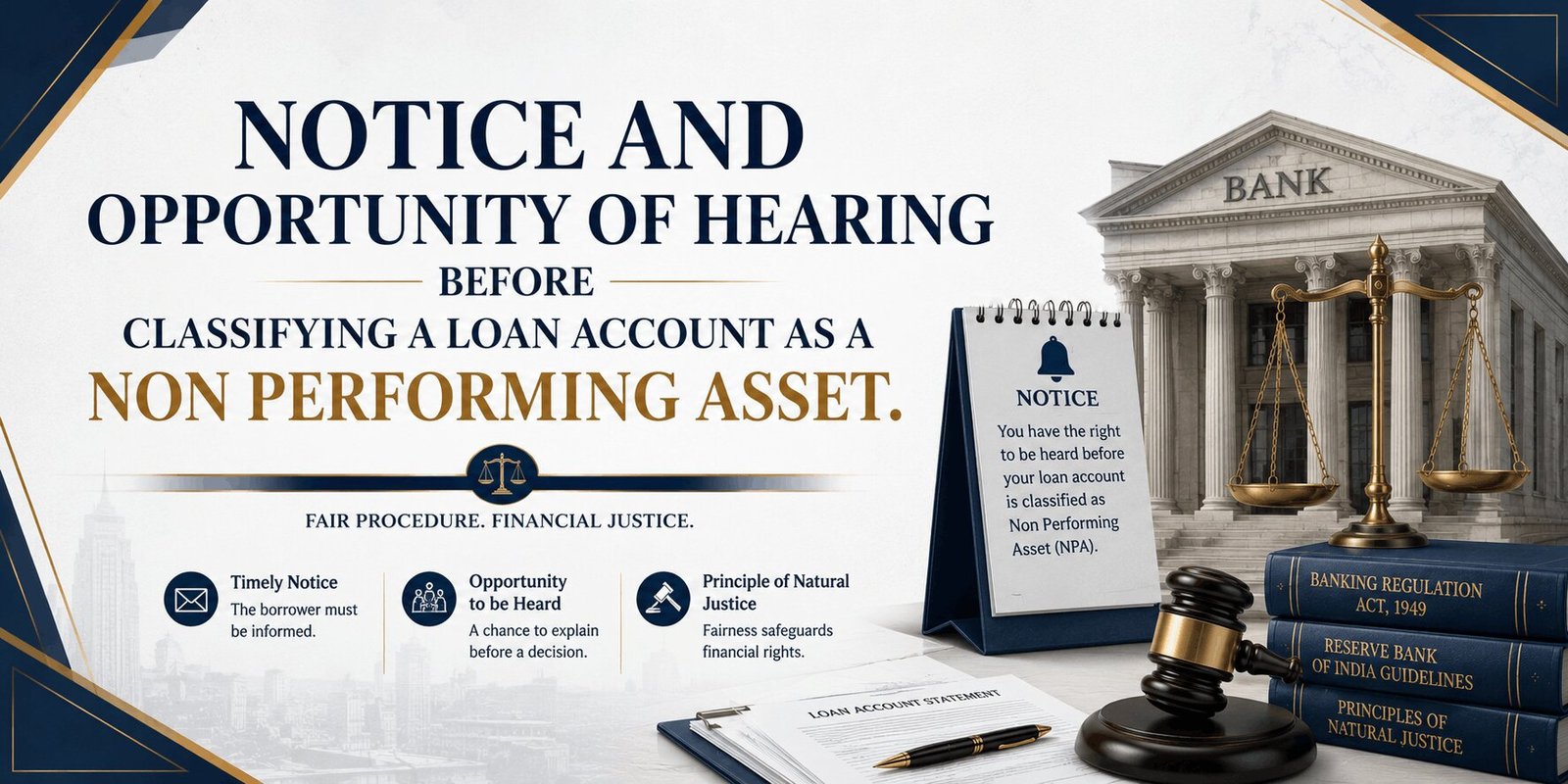 Notice and opportunity of hearing before classifying a loan account as a Non Performing Asset.