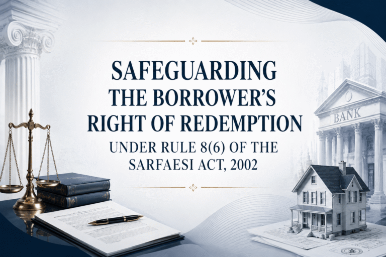 Safeguarding the Borrower’s Right of Redemption under Rule 8(6) of the SARFAESI Act, 2002